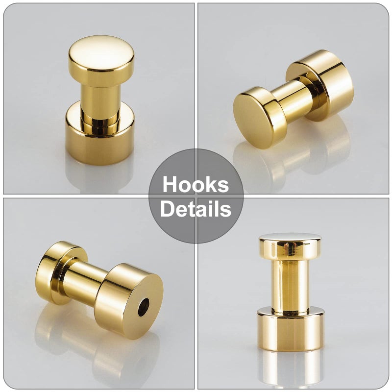 BVL Gold Robe Hook Brass Adhesive Towel Hook for Bathroom and Kitchen,5 of Packing - Image 2